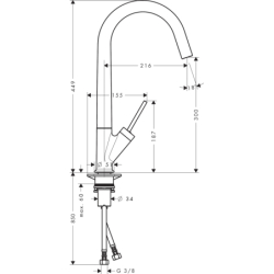 Jednouchwytowa bateria kuchenna 300 z obrotową wylewką Czarny Chrom Szczotkowany Starck AXOR 10822340