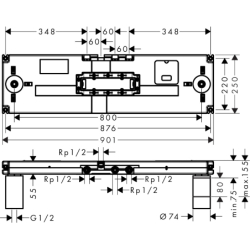 Zestaw podstawowy do głowicy ShowerHeaven 1200/300 4jet, sufitowy ShowerSolutions AXOR 10922180