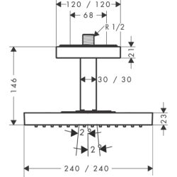 Głowica prysznicowa 240/240 1jet z przyłączem sufitowym Czerwony Złoty Polerowany ShowerSolutions AXOR 10929300