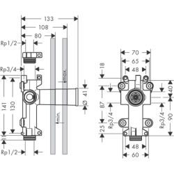 Zestaw podstawowy do zaworu odcinającego 120/120, podtynkowy ShowerSolutions AXOR 10971180