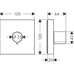 Zawór odcinający 120/120, podtynkowy Stal Szlachetna Optyczna ShowerSolutions AXOR 10972800