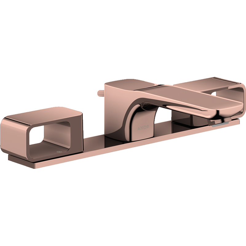3-otworowa bateria umywalkowa 50 z płytką z kompletem odpływowym z cięgłem Czerwony Złoty Polerowany Urquiola AXOR 11040300