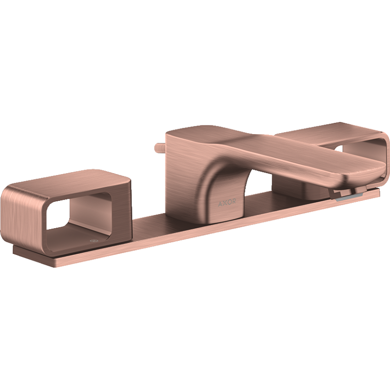 3-otworowa bateria umywalkowa 50 z płytką z kompletem odpływowym z cięgłem Czerwony Złoty Szczotkowany Urquiola AXOR 11040310