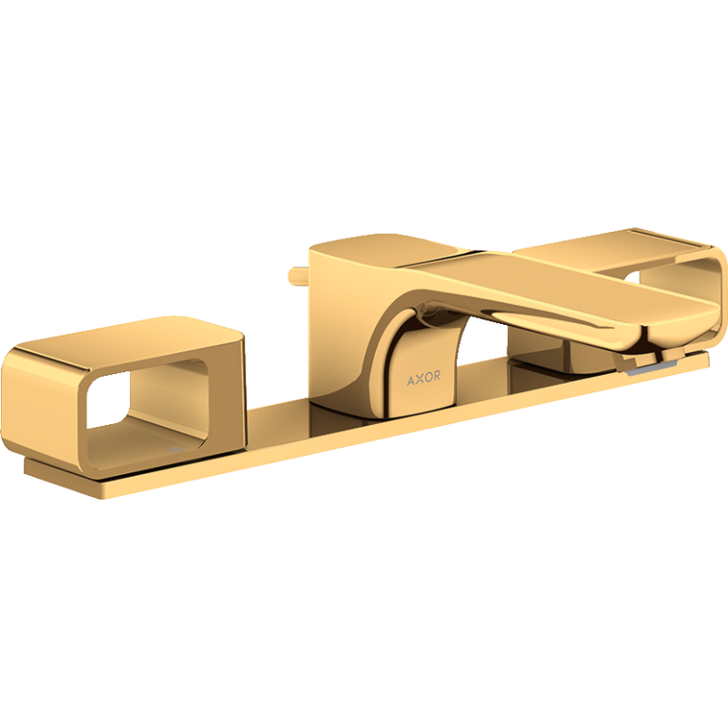 3-otworowa bateria umywalkowa 50 z płytką z kompletem odpływowym z cięgłem Złoty Optyczny Polerowany Urquiola AXOR 11040990