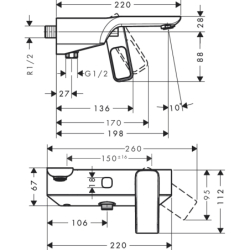 Jednouchwytowa bateria wannowa, natynkowa Złoty Optyczny Polerowany Urquiola AXOR 11420990