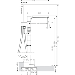 Bateria wannowa, termostatyczna, wolnostojąca Nikiel Szczotkowany Urquiola AXOR 11422820