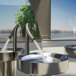 2-uchwytowa bateria umywalkowa 80 z niezamykanym kompletem odpływowym Stal Szlachetna Optyczna Starck Organic AXOR 12011800