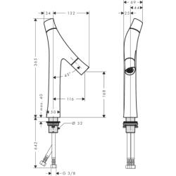 2-uchwytowa bateria umywalkowa 170 z niezamykanym kompletem odpływowym Czarny Chrom Szczotkowany Starck Organic AXOR 12012340