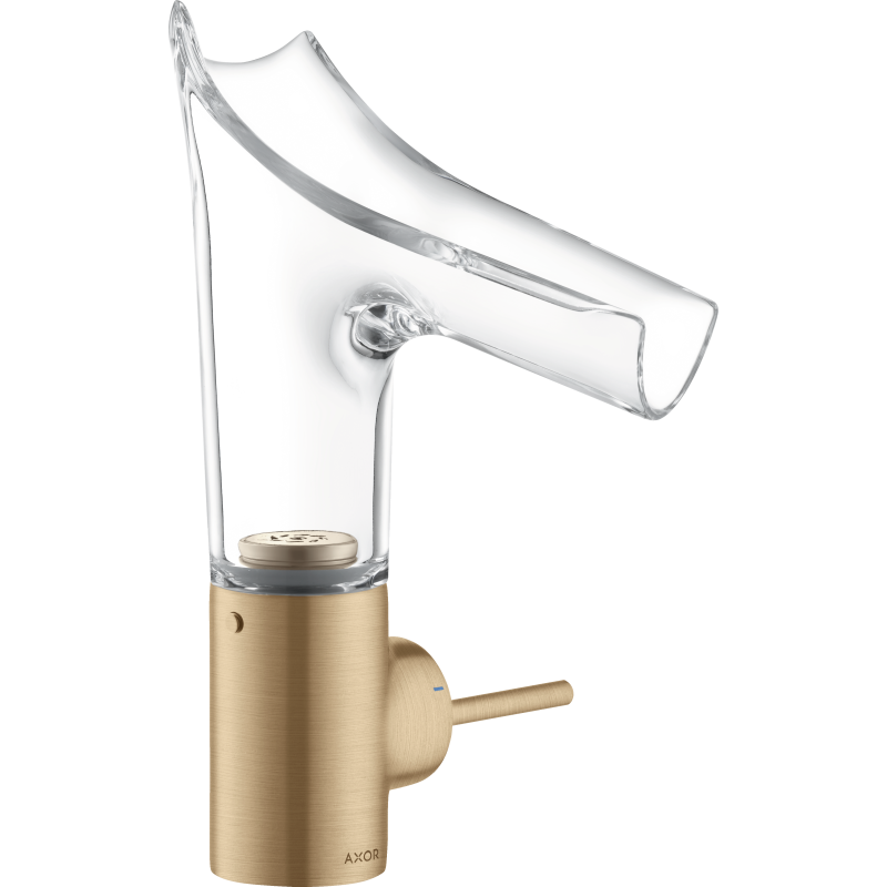 Jednouchwytowa bateria umywalkowa 140 ze szklaną wylewką i niezamykanym kpl odpływowym Brąz Szczotkowany Starck V AXOR 12112140