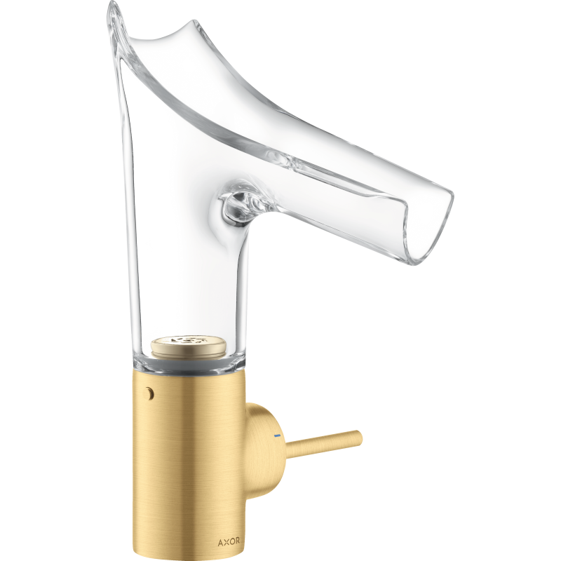 Bateria umywalkowa 140 ze szklaną wylewką i niezamykanym kpl odpływowym Złoty Optyczny Szczotkowany Starck V AXOR 12112250