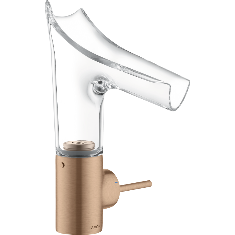 Bateria umywalkowa 140 ze szklaną wylewką i niezamykanym kpl odpływowym Czerwony Złoty Szczotkowany Starck V AXOR 12112310