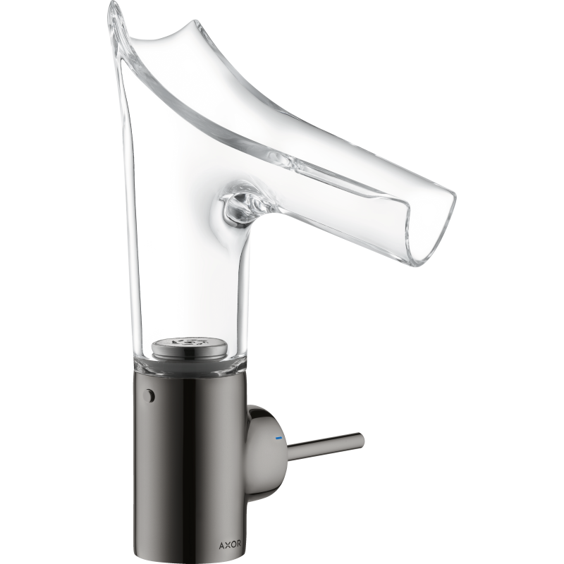 Bateria umywalkowa 140 ze szklaną wylewką i niezamykanym kpl odpływowym Czarny Chrom Polerowany Starck V AXOR 12112330