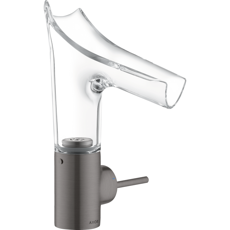 Bateria umywalkowa 140 ze szklaną wylewką i niezamykanym kpl odpływowym Czarny Chrom Szczotkowany Starck V AXOR 12112340