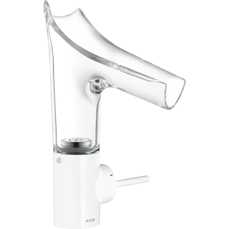 Jednouchwytowa bateria umywalkowa 140 ze szklaną wylewką i niezamykanym kompletem odpływowym Biały Starck V AXOR 12112450