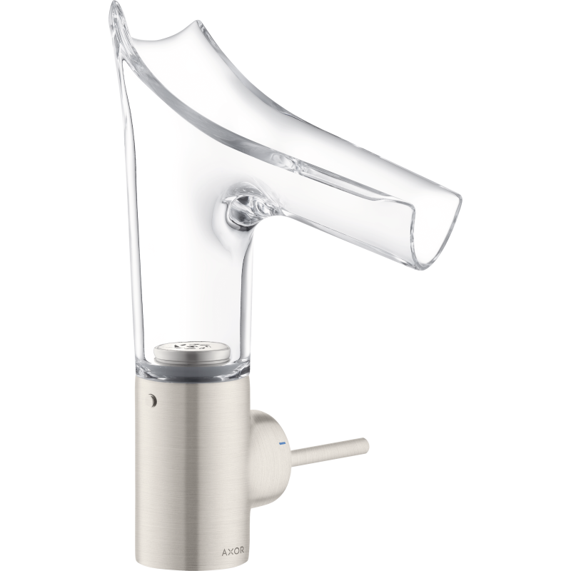 Bateria umywalkowa 140 ze szklaną wylewką i niezamykanym kpl odpływowym Stal Szlachetna Optyczna Starck V AXOR 12112800