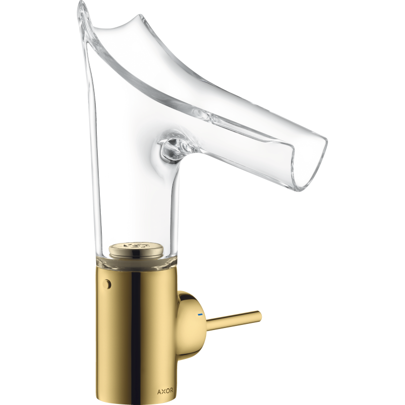 Bateria umywalkowa 140 ze szklaną wylewką i niezamykanym kpl odpływowym Złoty Optyczny Polerowany Starck V AXOR 12112990