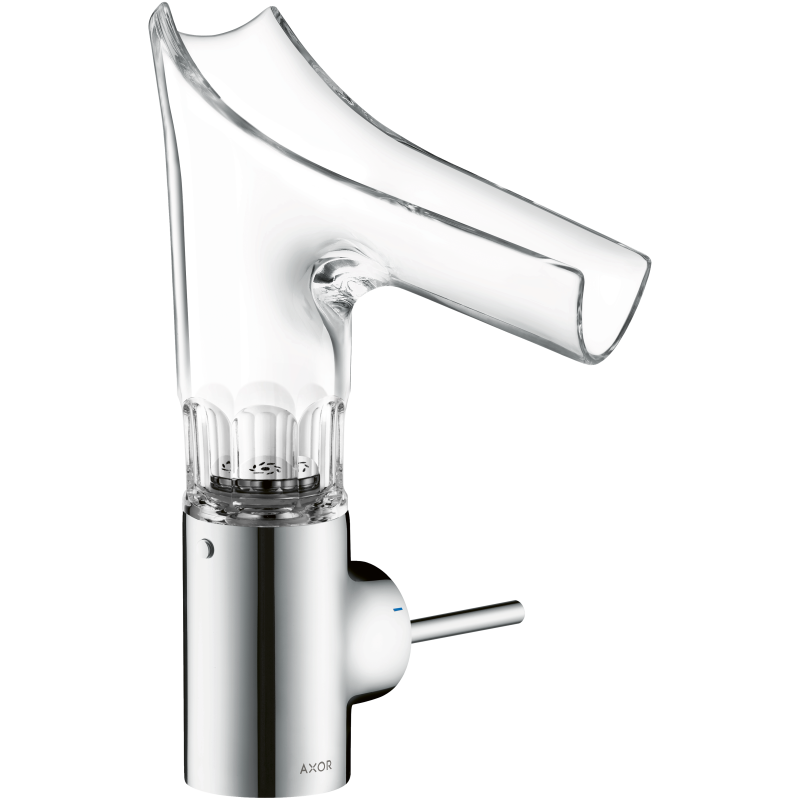 Bateria umywalkowa 140 ze szklaną wylewką i niezamykanym kpl odpływowym, cięcie fasetowe Chrom Starck V AXOR 12123000