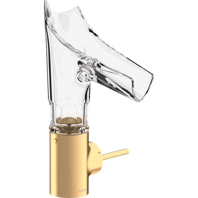 Bateria umyw. 140 ze szklaną wylewką i niezamykanym kpl odpływowym, cięcie fasetowe Mosiądz Szczotkowany Starck V AXOR 12123950