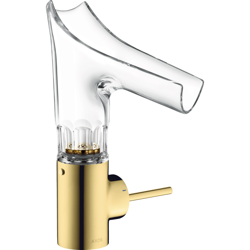 Bateria umyw. 140 ze szklaną wylewką i niezamykanym kpl odpływowym, cięcie fasetowe Złoty poler Starck V AXOR 12123990