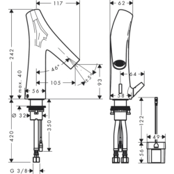 Elektroniczna Bateria umyw. z regulacją temperatury, zasilana baterią Czerwony Złoty Szczotkowany Starck Organic AXOR 12171310