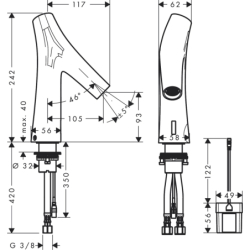 Elektroniczna Bateria umyw. z regulacją temperatury, zasilana baterią Czerwony Złoty Szczotkowany Starck Organic AXOR 12172310