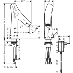 Elektroniczna Bateria umyw. z regulacją temperatury, zasilana z sieci 230 V Nikiel Szczotkowany Starck Organic AXOR 12173820