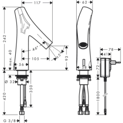 Elek. Bateria umyw. z regulacją temperatury, zasilana z sieci 230 V Czerwony Złoty Szczotkowany Starck Organic AXOR 12174310