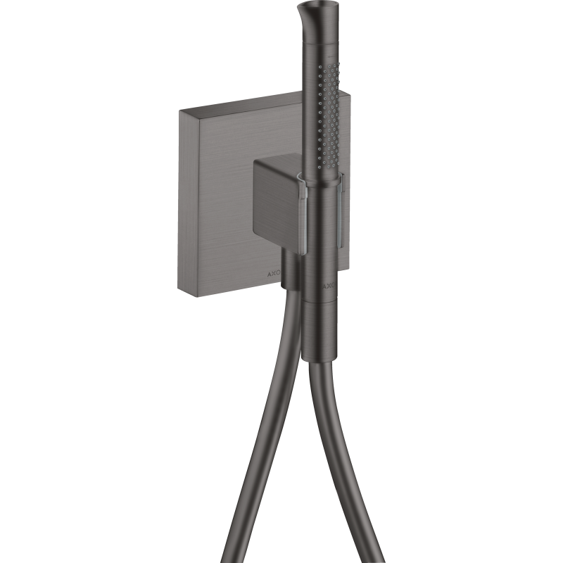 Przyłącze węża 120/120 z główką prysznicową 2jet, Slim z uchwytem i wężem Czarny Chrom Szczotkowany Starck Organic AXOR 12232340