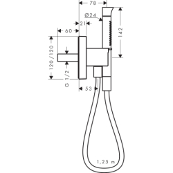 Przyłącze węża 120/120 z główką prysznicową 2jet, Slim z uchwytem i wężem Czarny Chrom Szczotkowany Starck Organic AXOR 12232340