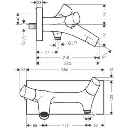 Bateria wannowa, termostatyczna, natynkowa Stal Szlachetna Optyczna Starck Organic AXOR 12410800