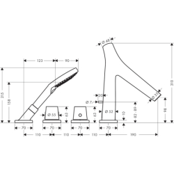 4-otworowa bateria termostatyczna na brzeg wanny Czerwony Złoty Polerowany Starck Organic AXOR 12425300