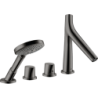 4-otworowa bateria wannowa, termostatyczna do montażu na cokole z płytek Czarny Chrom Polerowany Starck Organic AXOR 12426330