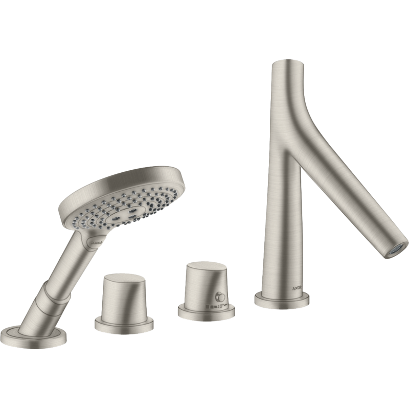 4-otworowa bateria wannowa, termostatyczna do montażu na cokole z płytek Stal Szlachetna Optyczna Starck Organic AXOR 12426800