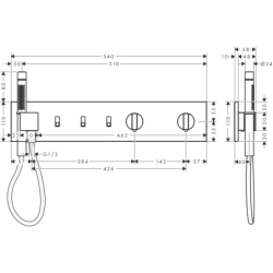 Moduł termostatyczny 540/110 do 3 odbiorników, podtynkowy Czarny Chrom Szczotkowany ShowerComposition AXOR 12572340