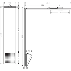 Moduł głowicy prysznicowej 110/220 1jet z prysznicem na ramiona Czarny Chrom Polerowany ShowerComposition AXOR 12593330