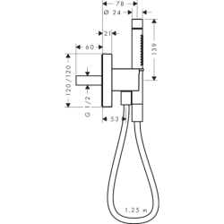 Przyłącze węża 120/120 z główką prysznicową 2jet, Slim z uchwytem i wężem Złoty Optyczny Polerowany Starck AXOR 12626990