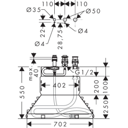 Zestaw podstawowy do 3-otworowej jednouchwytowej baterii na brzeg wanny, Secuflex AXOR 15485180