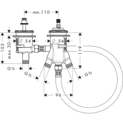 Zestaw podstawowy do 2-otworowej baterii termostatycznej na brzeg wanny AXOR 15486180