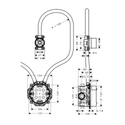 Zestaw podstawowy do elektronicznej baterii umywalkowej, podtynkowy, ścienny AXOR 16180180