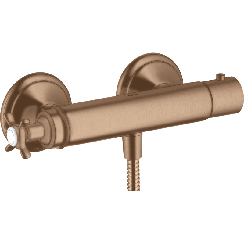 Bateria prysznicowa z uchwytami krzyżowymi, termostatyczna, natynkowa Czerwony Złoty Szczotkowany Montreux AXOR 16261310