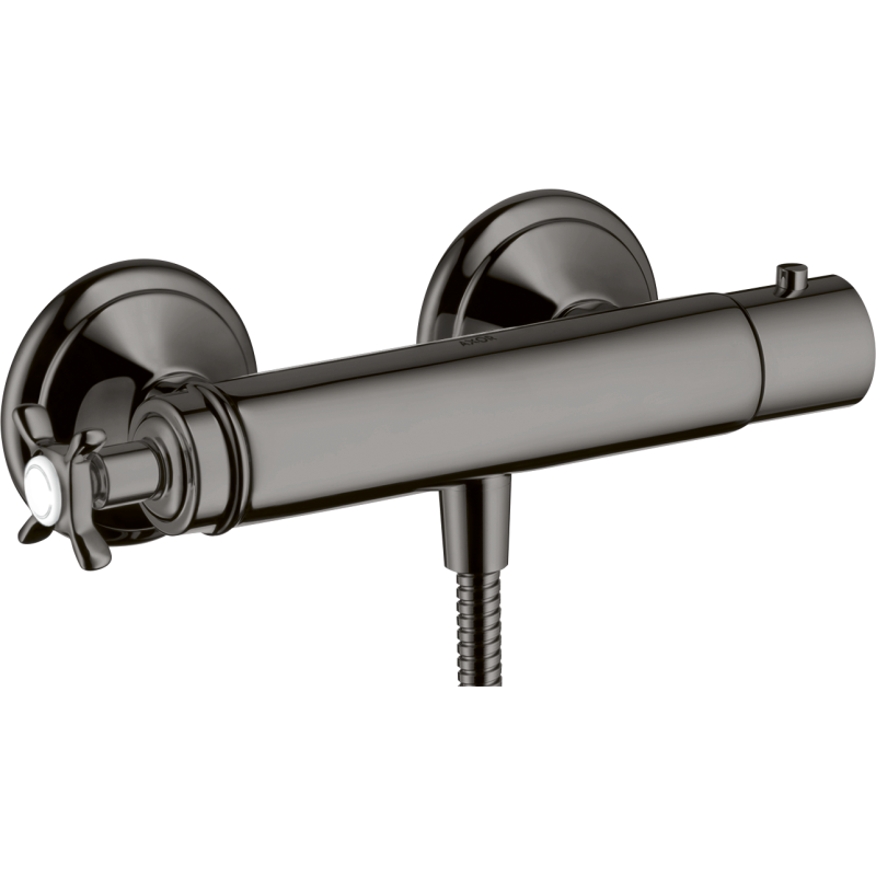 Bateria prysznicowa z uchwytami krzyżowymi, termostatyczna, natynkowa Czarny Chrom Polerowany Montreux AXOR 16261330