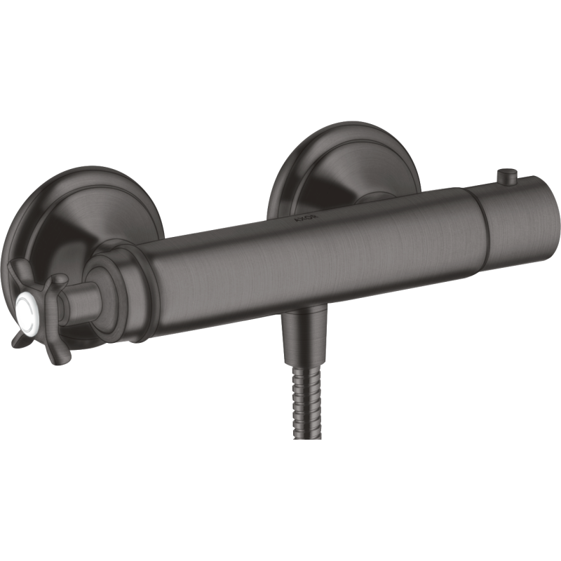 Bateria prysznicowa z uchwytami krzyżowymi, termostatyczna, natynkowa Czarny Chrom Szczotkowany Montreux AXOR 16261340