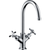 2-uchwytowa bateria umywalkowa 210 z uchwytami krzyżowymi i kompletem odpływowym z cięgłem Chrom Montreux AXOR 16502000