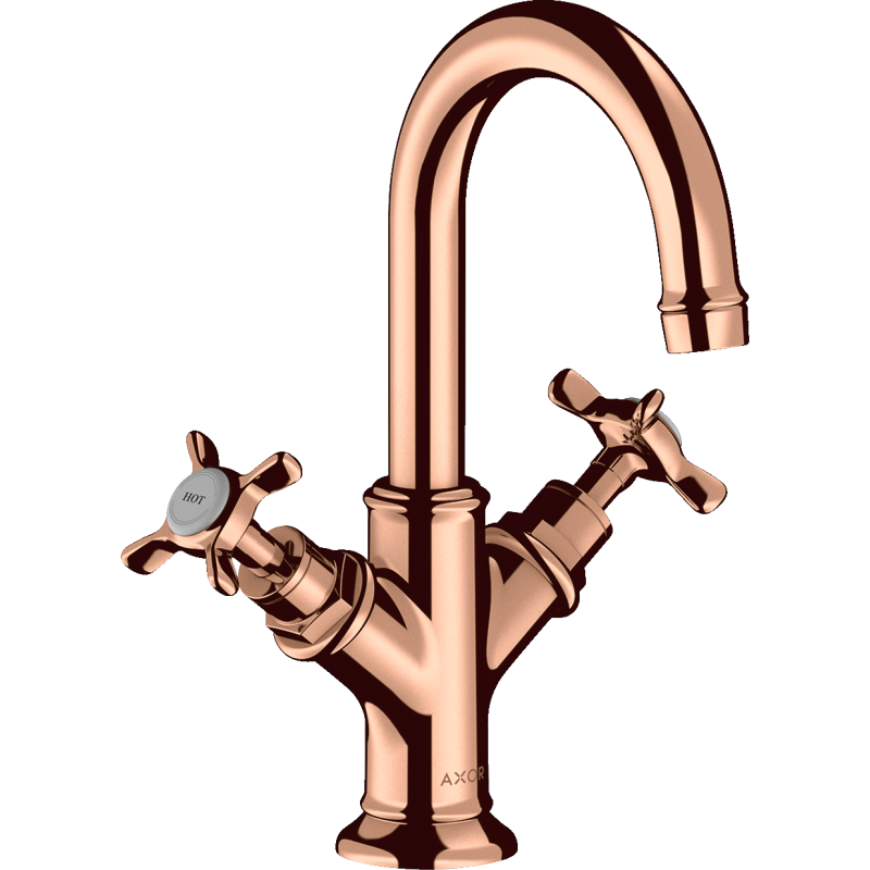 2-uchwyt. Bateria umyw. 160 do małych umywalek z uchwytami krzyżowymi Czerwony Złoty poler Montreux AXOR 16505300