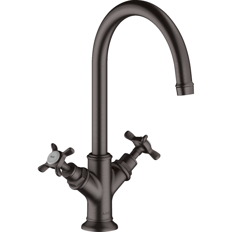 2-uchwyt. Bateria umyw. 210 z uchwytami krzyżowymi i niezamykanym kpl odpływowym Czarny Chrom brushed Montreux AXOR 16506340