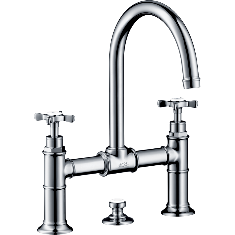 2-uchwytowa bateria umywalkowa 220 z uchwytami krzyżowymi i kompletem odpływowym z cięgłem Chrom Montreux AXOR 16510000