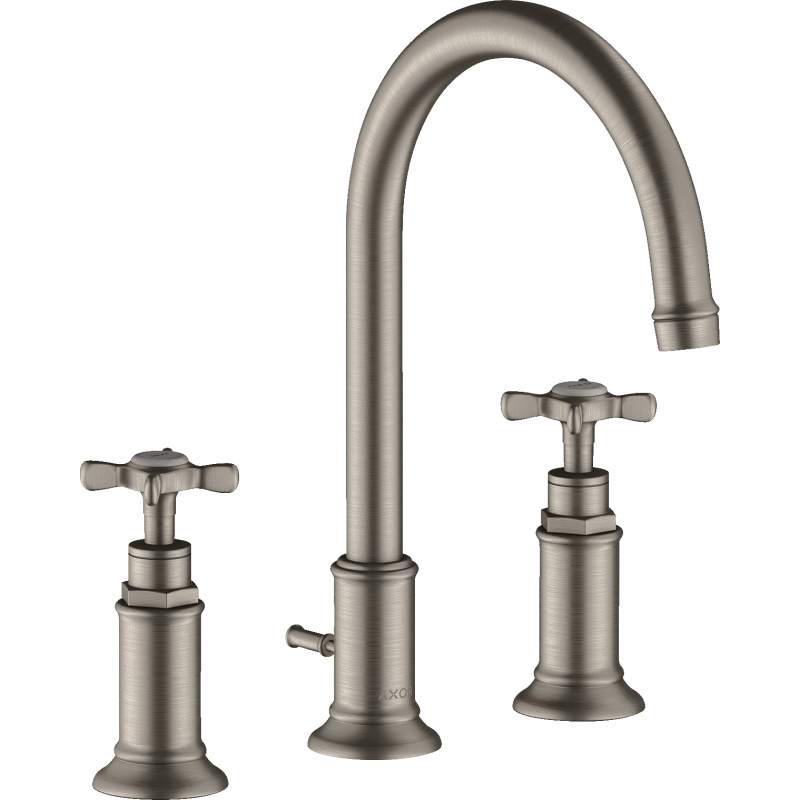 3-otworowa Bateria umyw. 180 z uchwytami krzyżowymi i kpl odpływowym z cięgłem Stal Szlachetna Optyczna Montreux AXOR 16513800