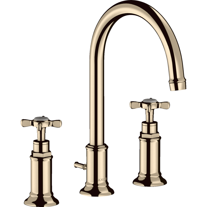 3-otworowa bateria umywalkowa 180 z uchwytami krzyżowymi i kpl odpływowym z cięgłem Nikiel Polerowany Montreux AXOR 16513830