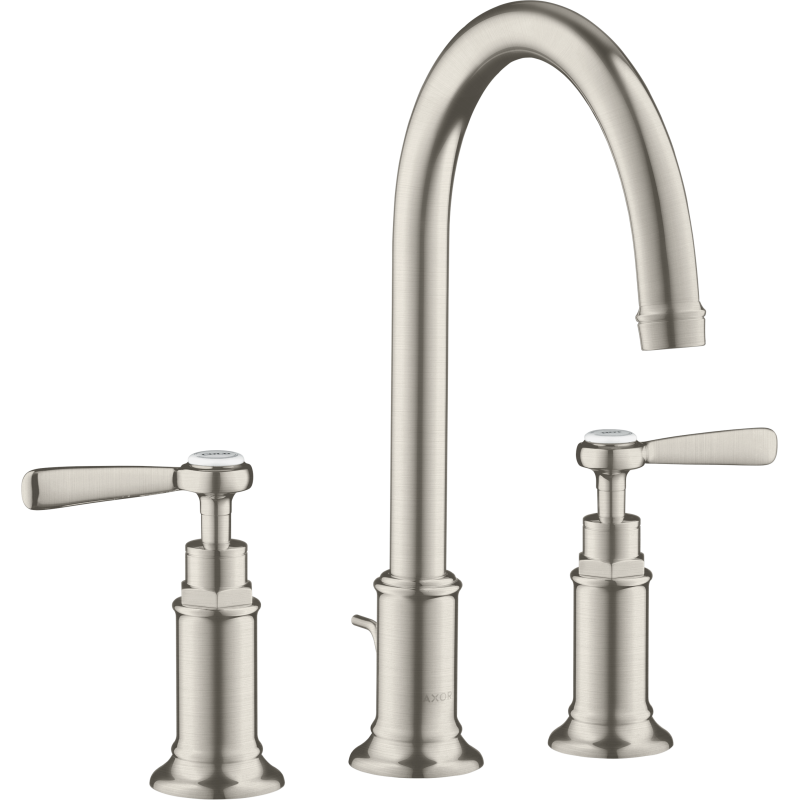 3-otw. Bateria umyw. 180 z uchwytami jednoramiennymi i kpl odpływowym z cięgłem Stal Szlachetna Optyczna Montreux AXOR 16514800