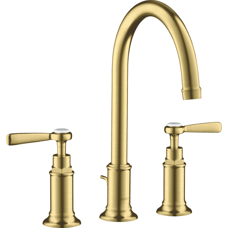 3-otworowa Bateria umyw. 180 z uchwytami jednoramiennymi i kpl odpływowym z cięgłem Mosiądz Szczotkowany Montreux AXOR 16514950